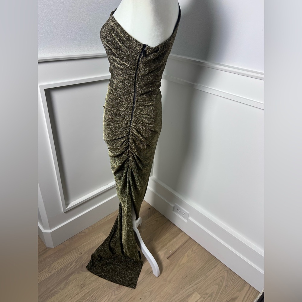 Elegant One-Shoulder  Lulus gold/ black Dress size S - Picture 5 of 10